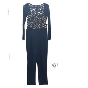 Express Black Jumpsuit With Lace Bodice